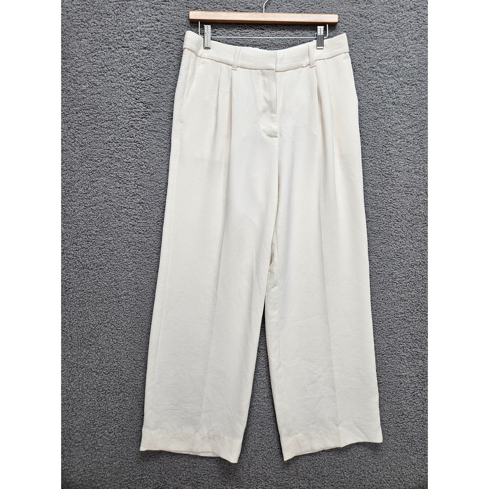 Aritzia The Effortless Pant 8 Short Birch Cream High Waisted Wide Leg Trousers